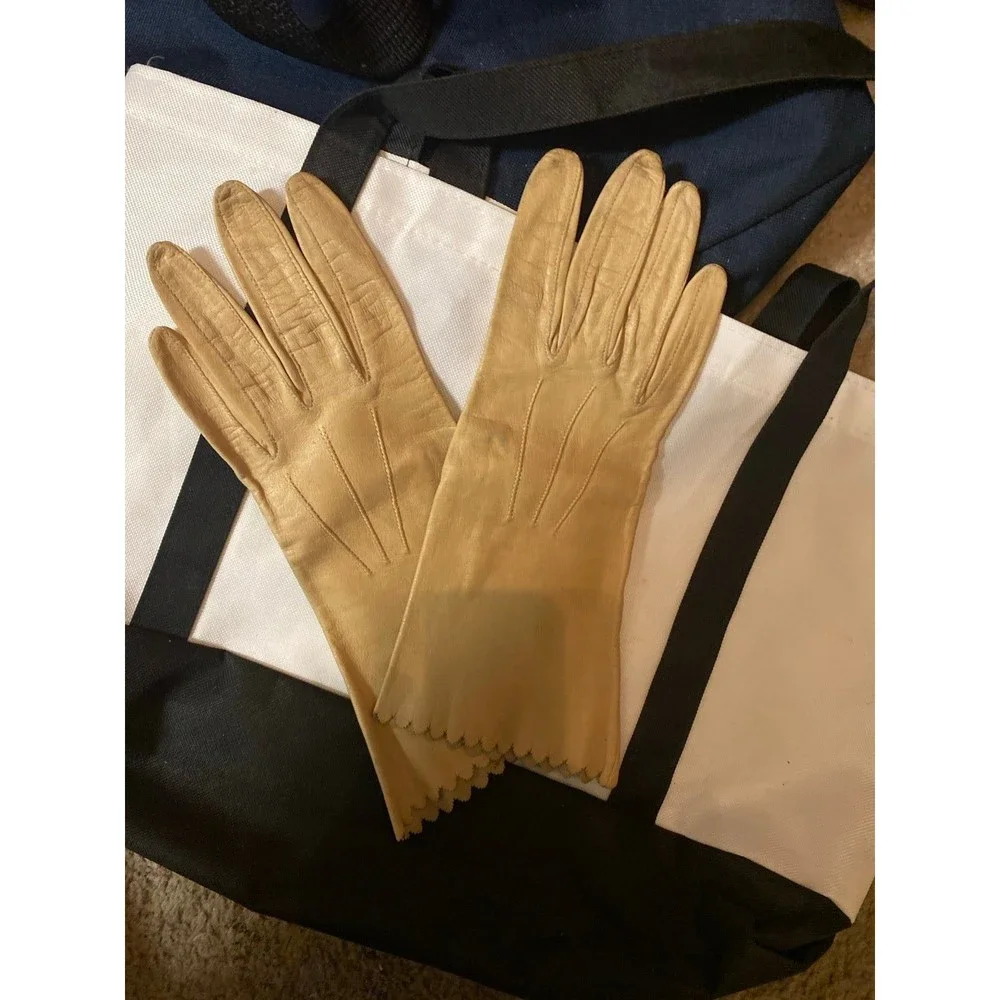 Handmade Table Cut Washable Leather Gloves Sz. 8 EUC